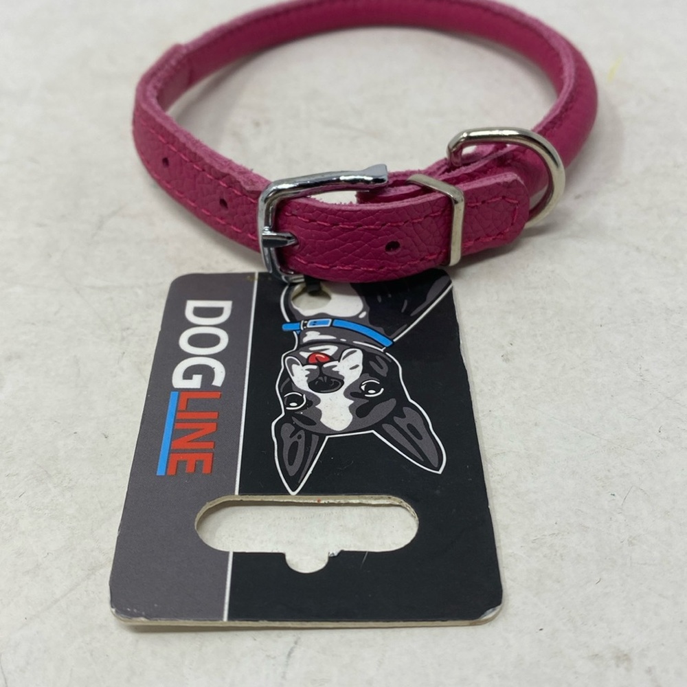 NWT Dogline Group Rounded Pink LeatherDog Collar